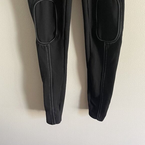 Maniere De Voir Women 6 Black White Ponte High Rise Ankle Zip Piped Leggings - Picture 6 of 15